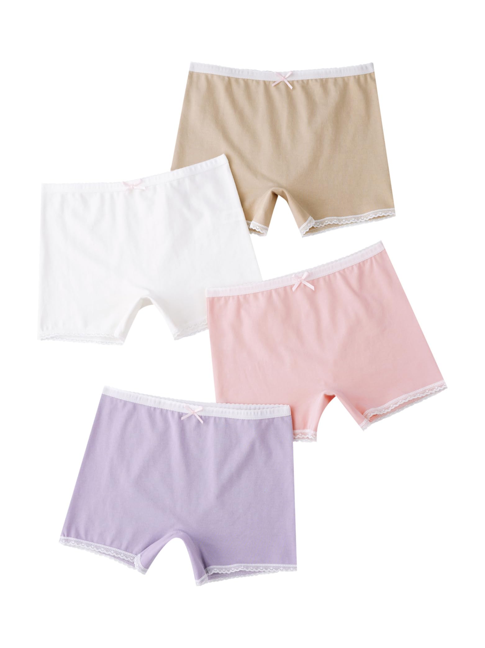 Linjinx 4Pcs Enfant Fille sous-vêtement Shorts Coton sous Robe Boxer Cycliste Legging Courte Sport Fitness Danse Gymnastique Yoga Culotte Sécurité Underwear 2-14 Ans