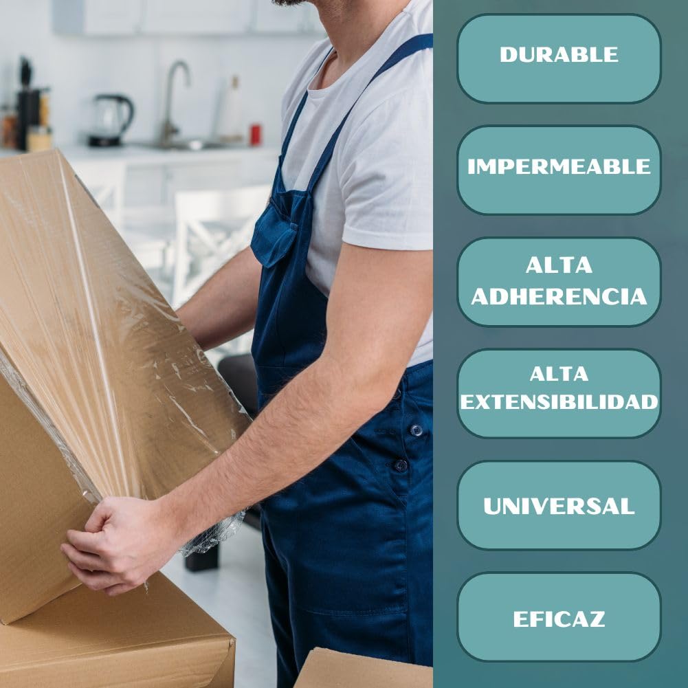 RAGO® Juego de 15 mini rollos de 130 m, 15 x 210 g Papel film I Rollos de Plastico para Embalar I Plastico Embalaje I Película de muebles (38 x 31 x 8 cm)