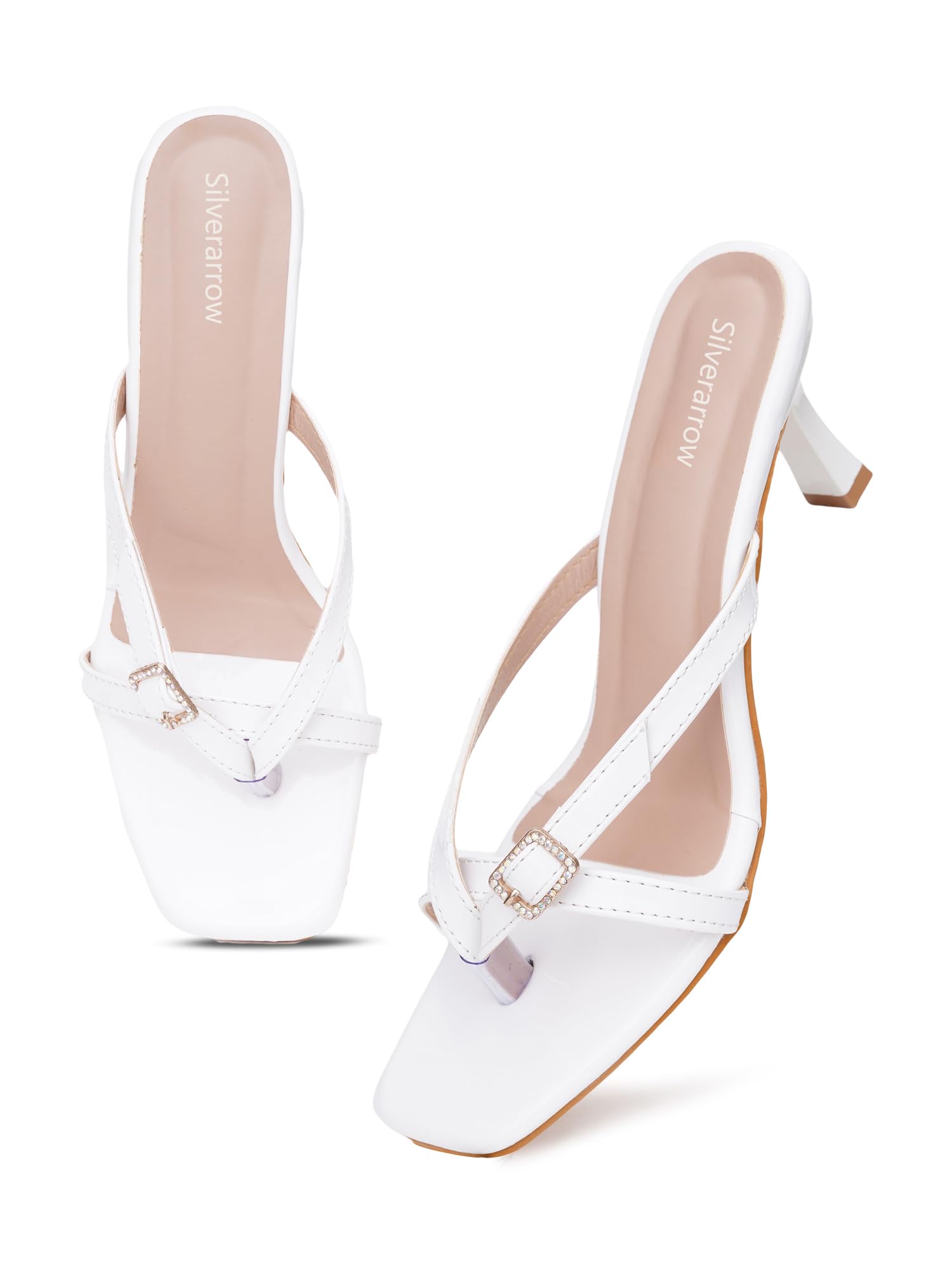 silverarrow womens Velcor Patent Leather Kitten Heels for Women & Girls | Square Open Toe Cushioned Slip-On Dress Sandals for Office, Wedding & Casual Wear-picture-31