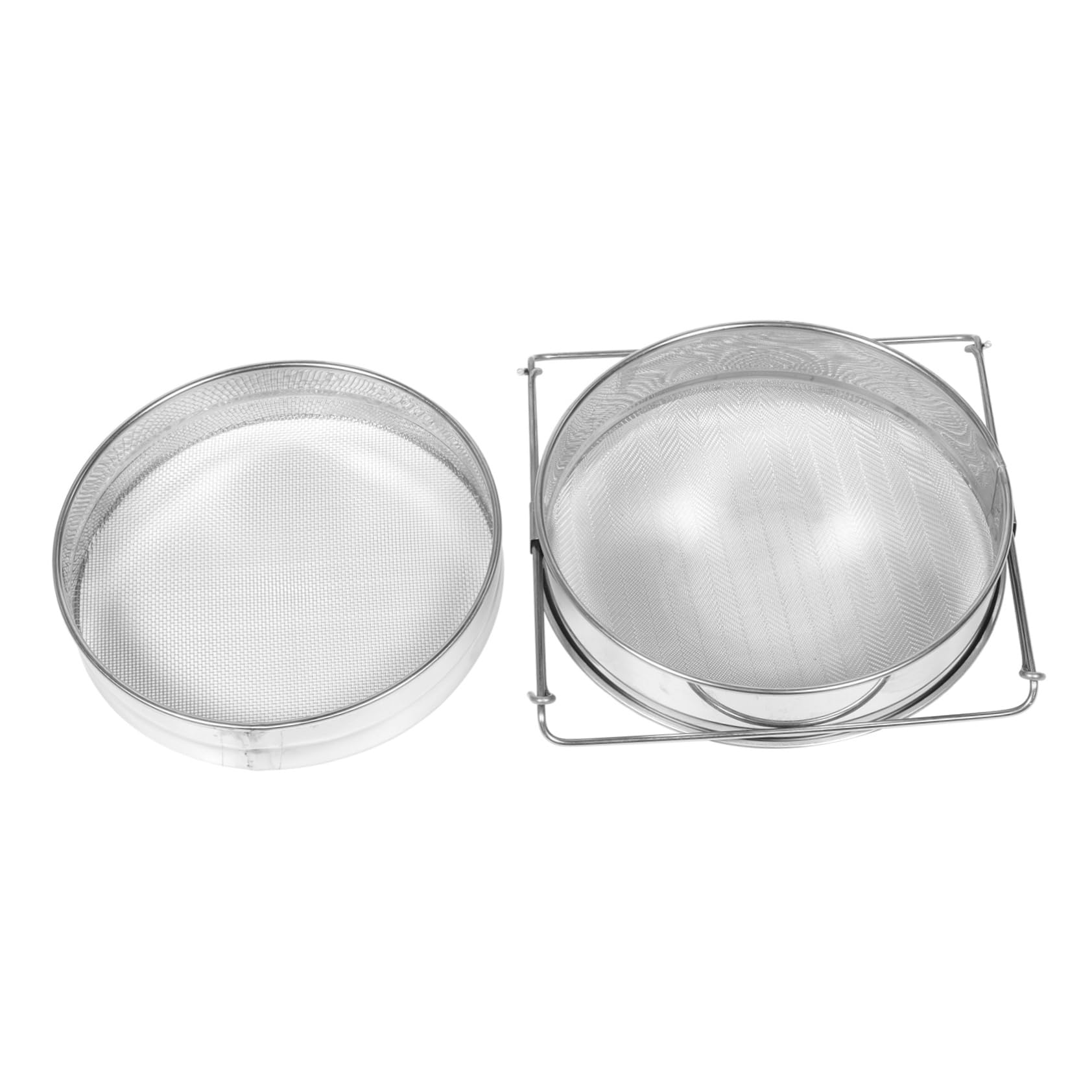 GRIRIW 1PC Stainless Steel Double Layer Flour Sifter Home Baking Tool for Sifting Flour Powdered Sugar Cocoa Fine Mesh Strainer for Kitchen Use