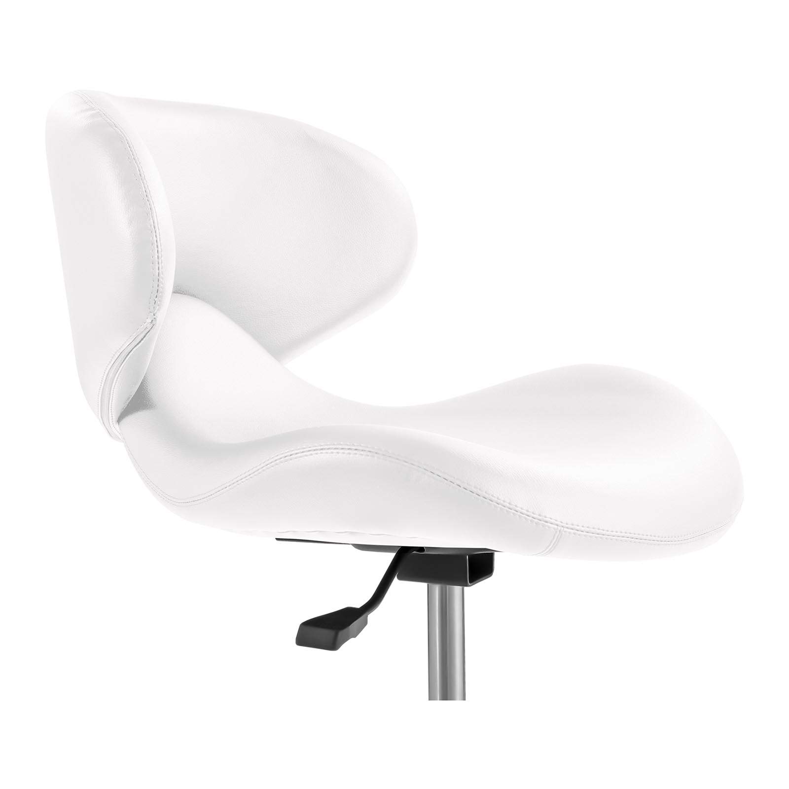 Physa Tabouret ? roulettes Dossier Coiffeur Travail Physa Andria White (Vérin Gaz, Hauteur 44-57 cm, Max 150 Kg, Rev?Tement PVC, Blanc)