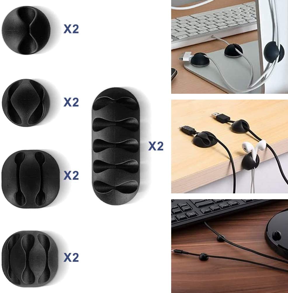 Wire Clips Cable Protector Adhesive Cord Holders for Computer, Office Desk, Car and Home (10 Pack, Black) — Amazon image 6