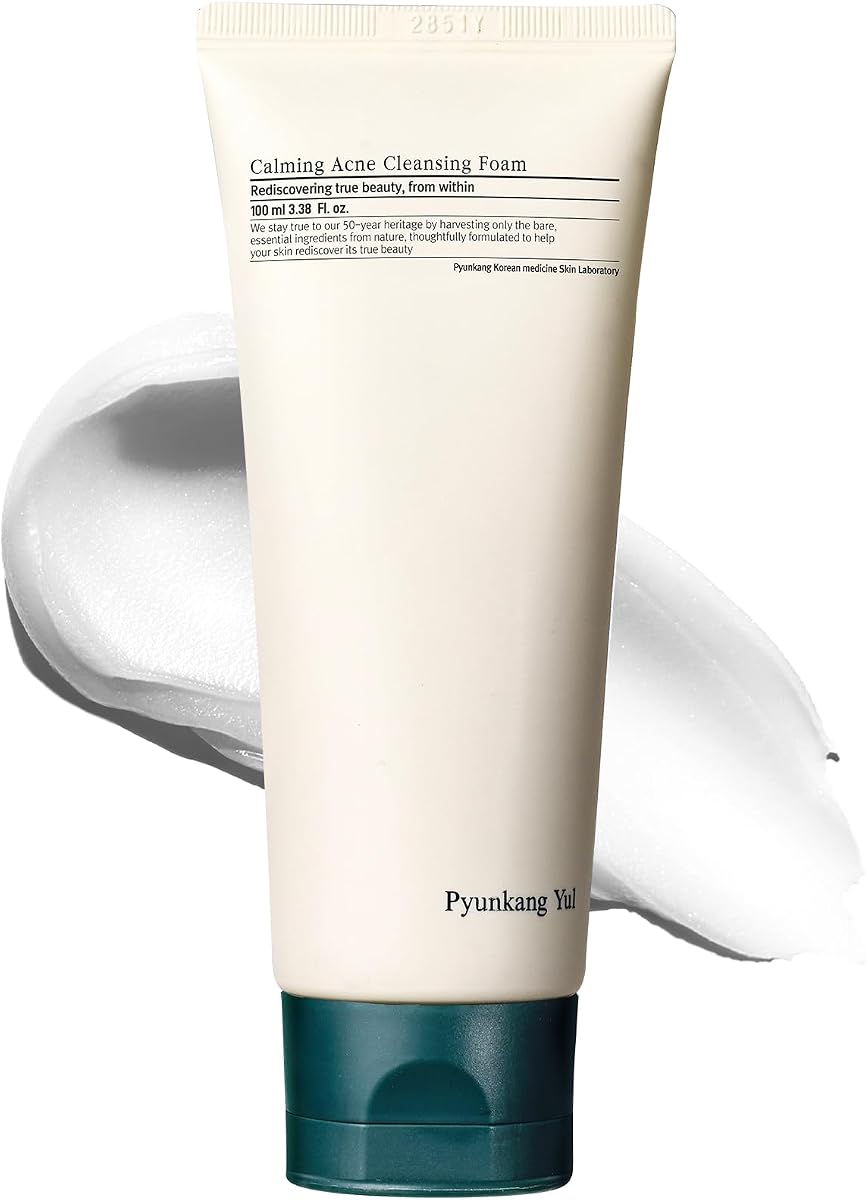 PKY Calming Cleansing Foam, Low pH Formula Facial Wash/Cleanser with Witch Hazel, AHA for oil control- Cica, Tea Tree Extract - Rapid Moisture replenishment 3.38 Fl.oz