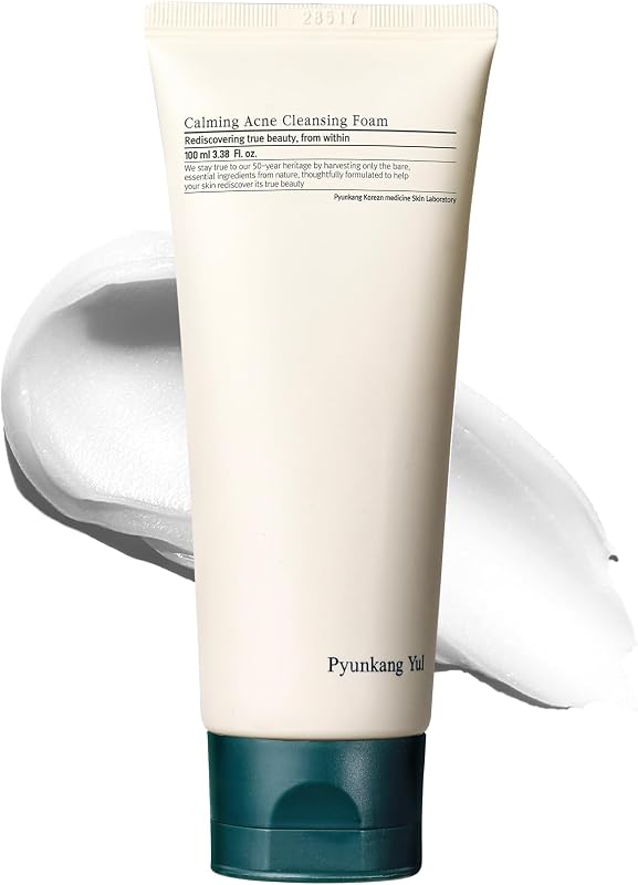 PKY Calming Cleansing Foam, Low pH Formula Facial Wash/Cleanser with Witch Hazel, AHA for oil control- Cica, Tea Tree Extract - Rapid Moisture replenishment 3.38 Fl.oz