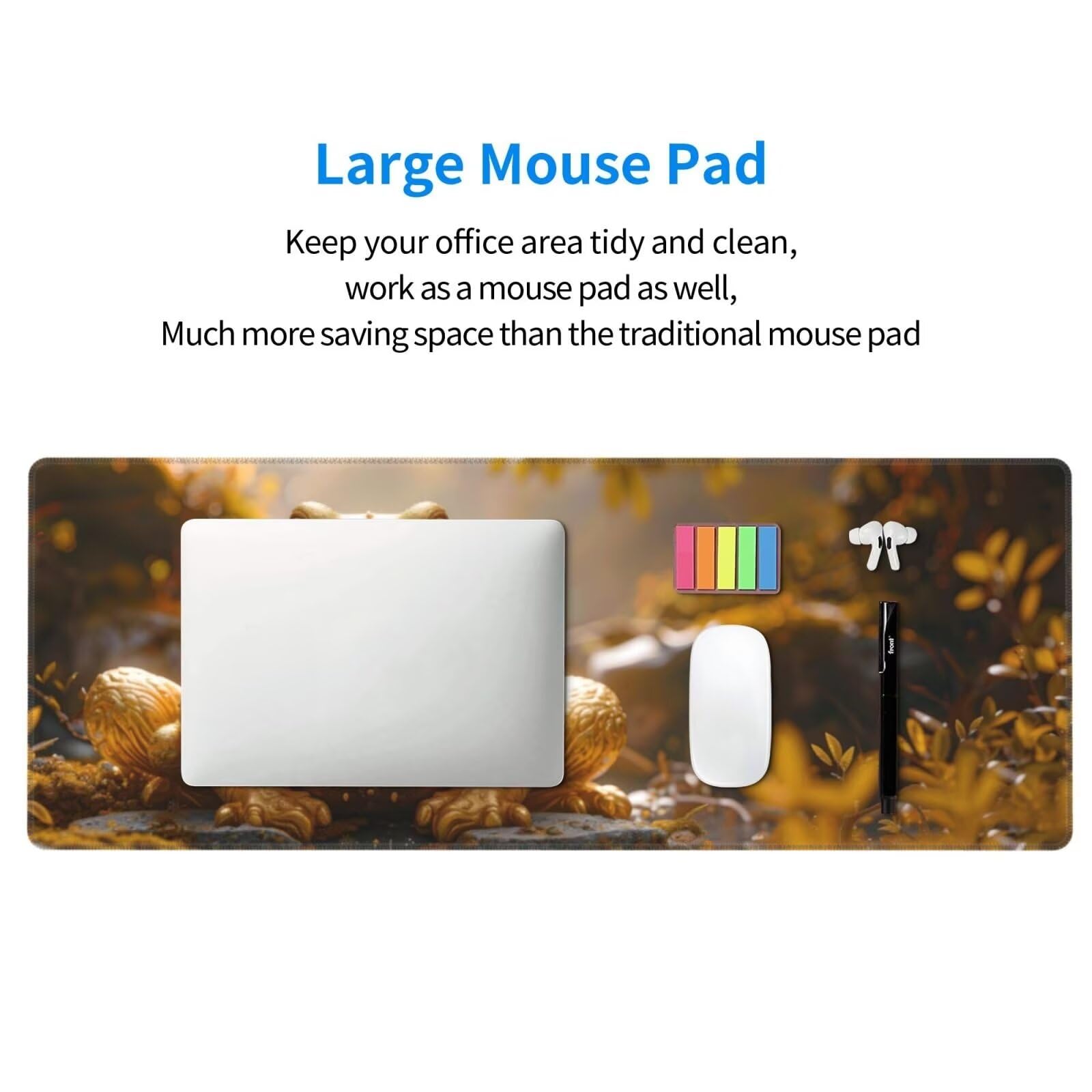 Tappetino Mouse, Tappetino Mouse Gaming Grande XXL 1500x800x3mm Tappetino Scrivania Mouse Pad, Base in Gomma Antiscivolo, Bordi Cuciti,Lavabile, Mousepad per Ufficio e Gaming (Rana Zhaocai) R-750