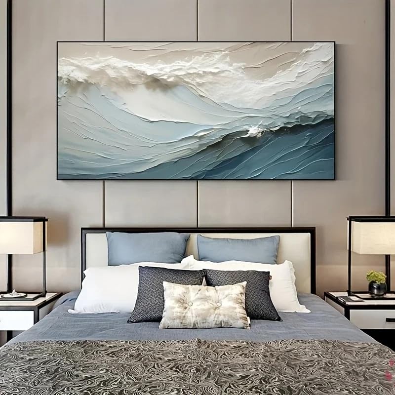 Póster de lienzo de olas marinas boho horizontal 60x120cm cuadro abstracto moderno