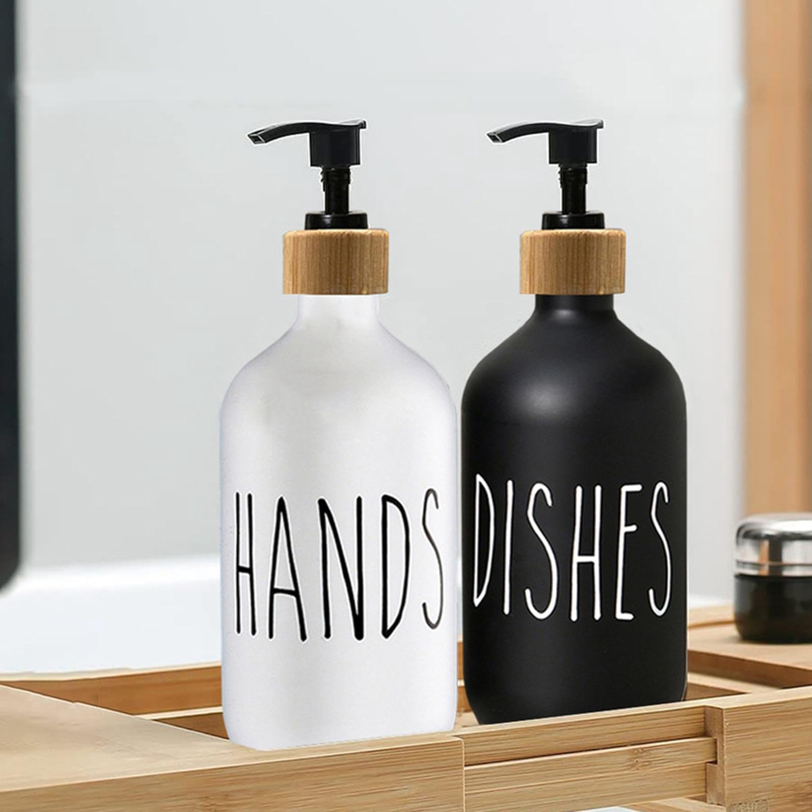 MERISHOPP Refillable Shampoo Lotion Bottle Liquid Soap Dispenser for Home White Hands-image-33