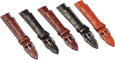 KONGNY Bracelet De Montre Bracelets En Cuir 10-24mm Accessoires De Montre Bracelets De Montre De Couleur Marron, Ligne Noire Noire, 10mm