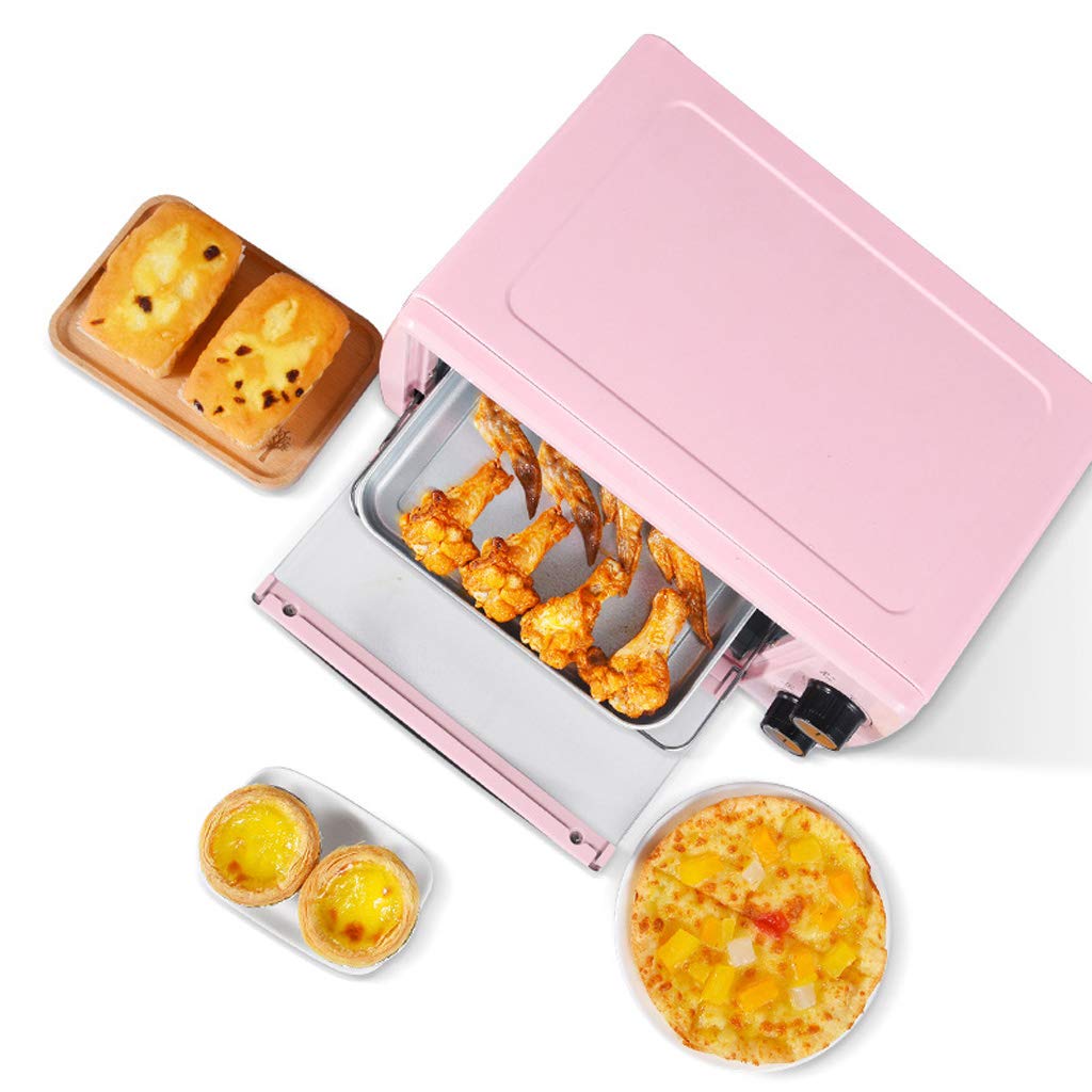 10l Mini Forno Elettrico Multifunzione Domestico Automatico Porta In Vetro Temperato/S-Tipo In Acciaio Inossidabile Doppio Tubo Manopola Di Controllo Del Riscaldamento/Temperatura