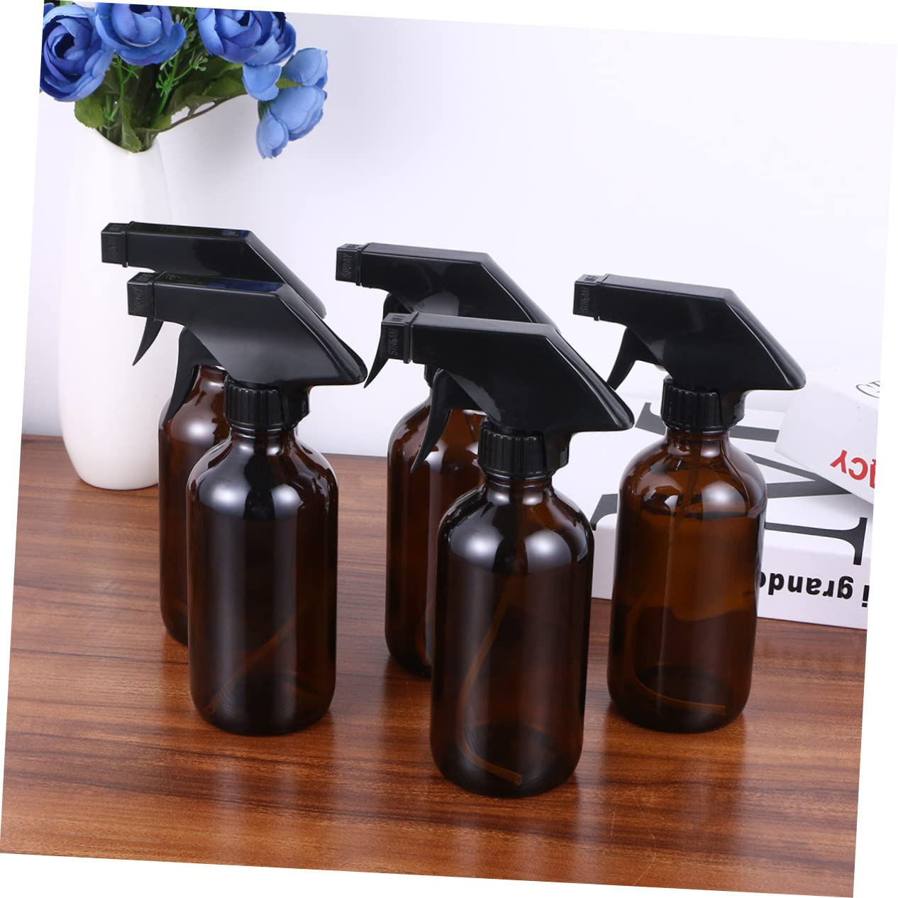 Veemoon 4 Stück 250 Ml Braune Glas Sprühflaschen aus Glas und Pp Leicht zu Benutzen und Arbeitssparend für Flüssigkeitsabfüllung und Pflanzenbewässerung