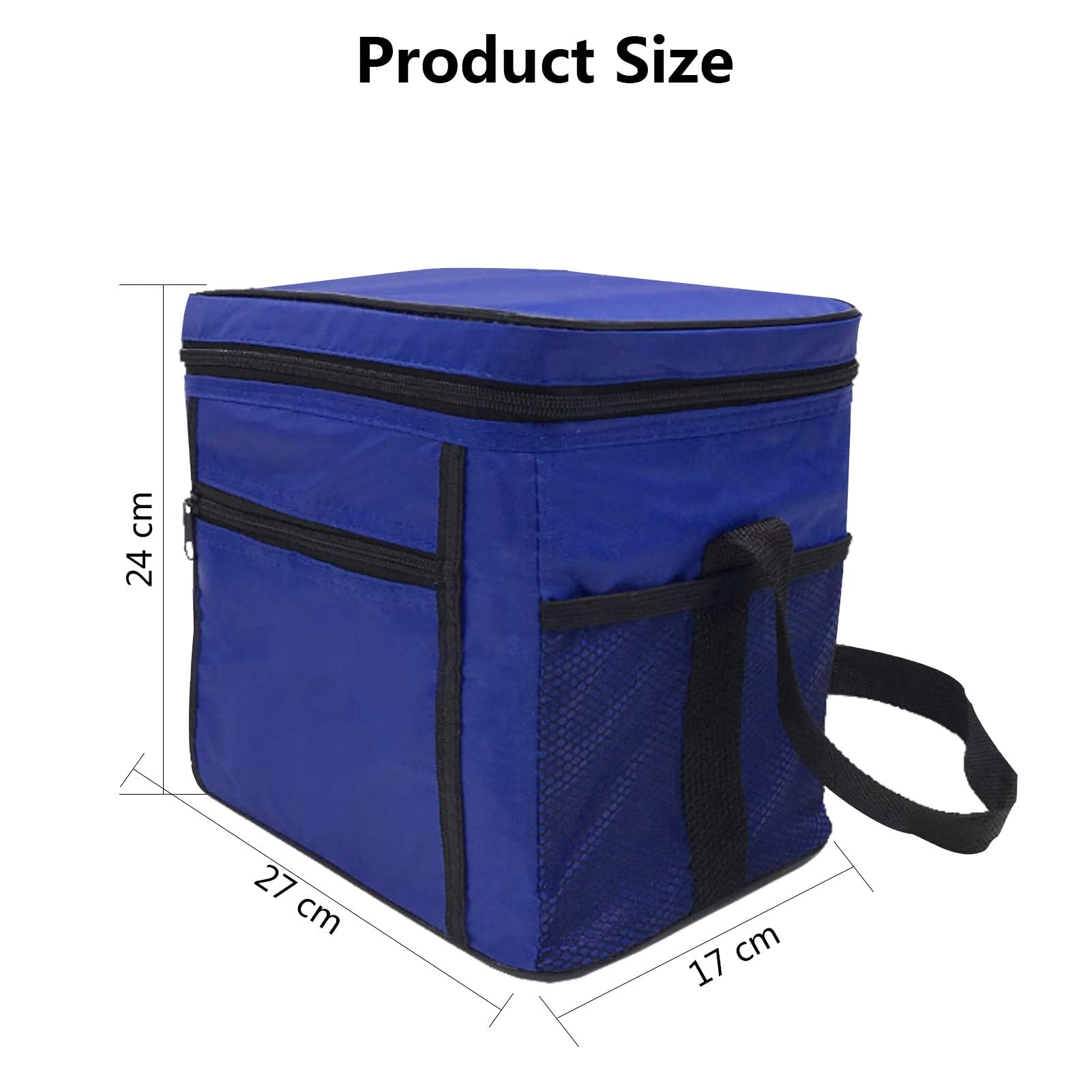 Borsa Isotermica da Pranzo Pieghevole per Picnic, Campeggio, Viaggio (Blu)