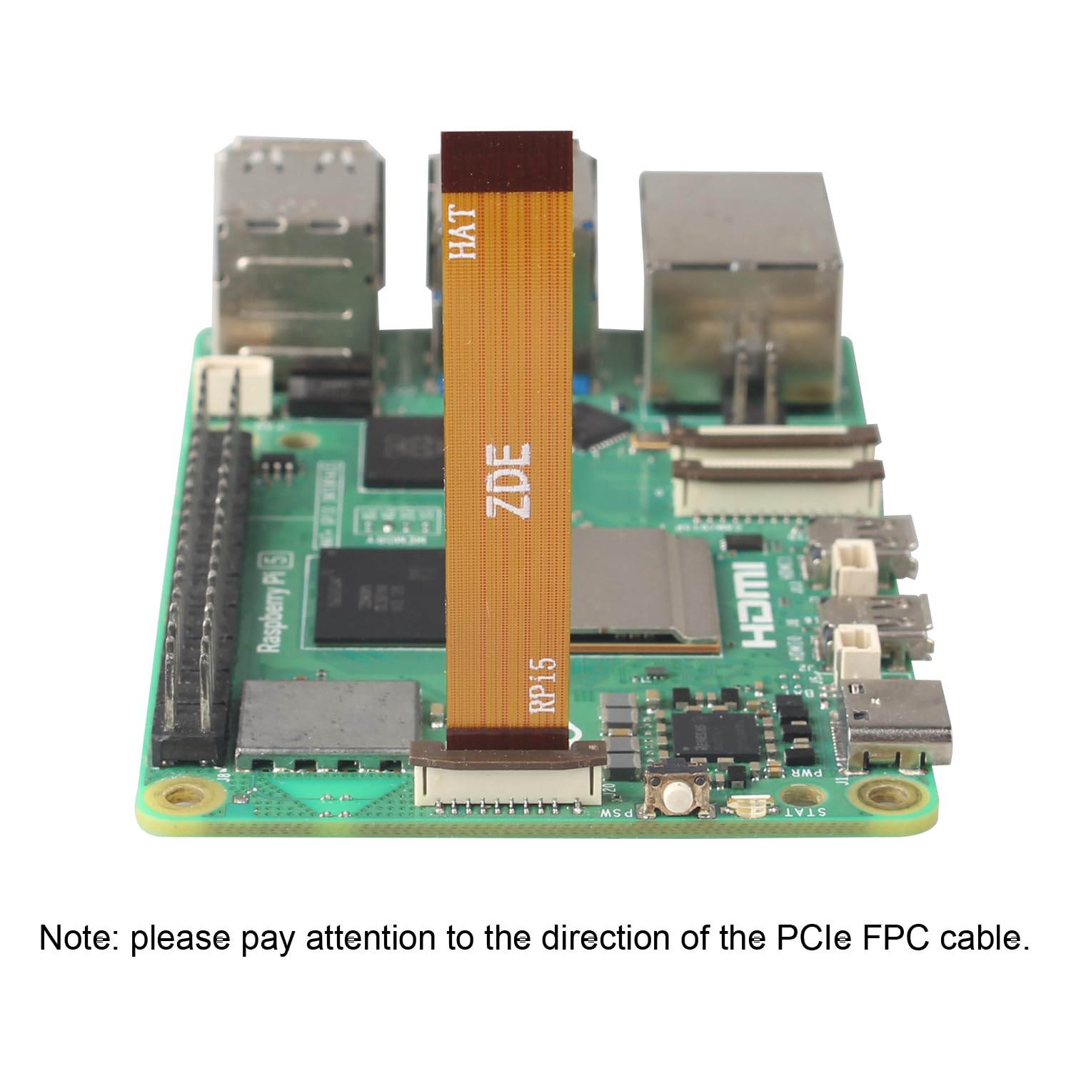 ZDE Set di 2 cavi flat flessibili PCIe FPC 16 pin 0,5 mm non compatibili con Raspberry Pi 5 PCIe a M.2 Key M NVMe SSD adattatore PCIe per scheda periferica