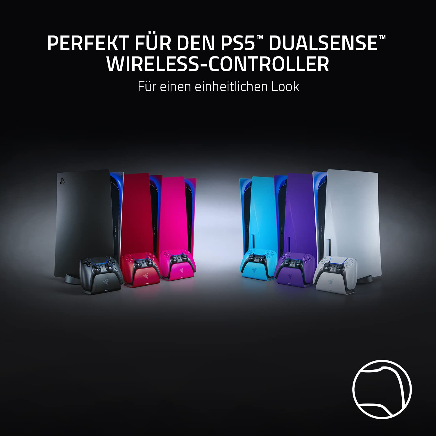Razer Schnellladestation - Schnellladestation für PS5 Wireless-Controller (Schnellladung , Gebogenes Schalen-Design Einhändige Bedienung, Aufladen per USB) Weiß
