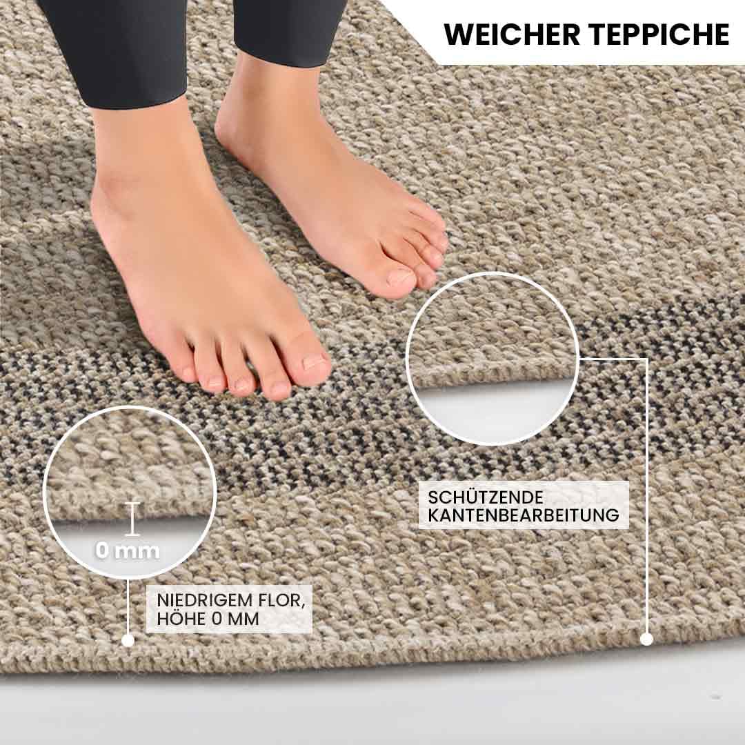 Surya Sintra Vintage Teppich rund - Teppiche Wohnzimmer, Esszimmer, Flur, Carpet Living Room - Orientalischer Teppich Boho Style - Bunter Muster,Tan,Black 100cm Rund