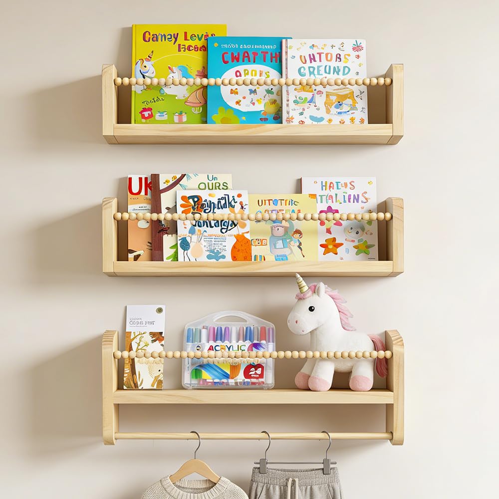 ADDLIVE Nursery Shelves, Floating Book Shelves, 40cm Kids Bookshelf