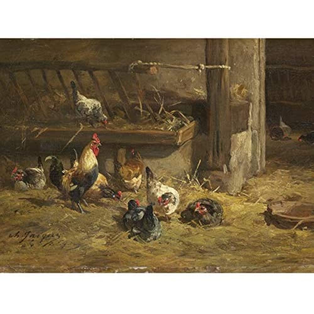 Artery8 Charlesemile Jacque Poultry C1855 Painting Unframed Wall Art Print Poster Home Decor Premium