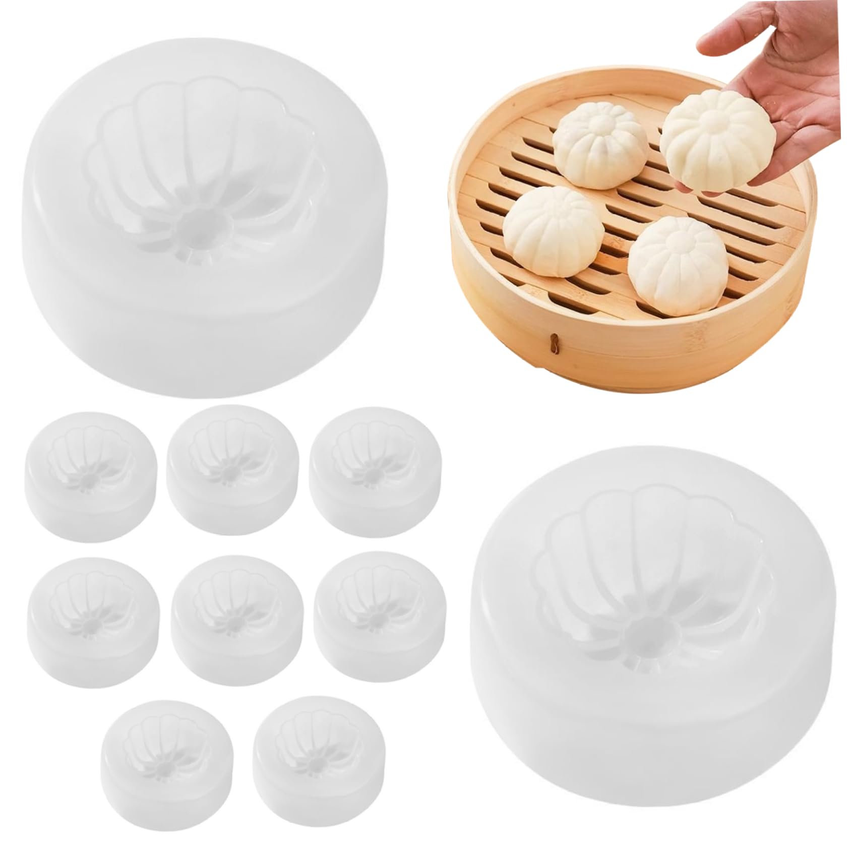 Baozi Maker 10Pcs Non-Stick Smooth Washable Steamed Stuffed Bun Dumpling Mould DIY PP Food Grade Pie Pastry Momo Maker for Home Kitchen Restaurant Baozi Maker Bao Buns Bao Momo Maker