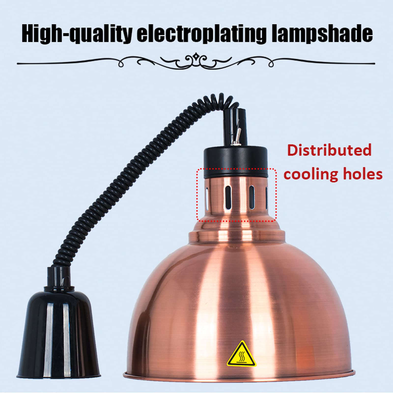 4 Pièces Lampe Chauffe-Plats, Rétractable Lampe Chauffante Buffet Fournitures de Restaurant Hôtel Cuisine Equipement Ajustable Lustre Suspendu, Réglable 60-180cm, Diamètre: 25cm