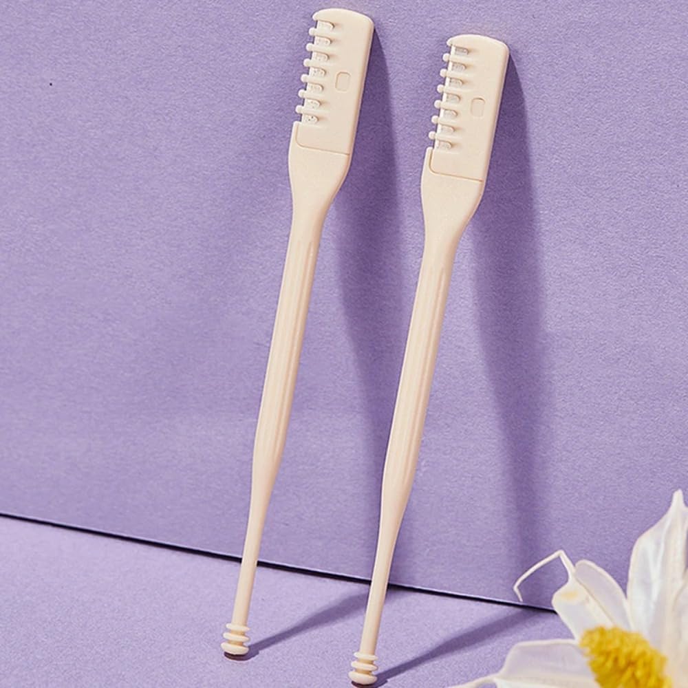 Qintreesify 2Pcs Manual Ear Nose Hair Trimmer for Women/Men, Portable Personal Trimmer for Facial Care, Double Nose Hair Knife, Shave and Hair Removal