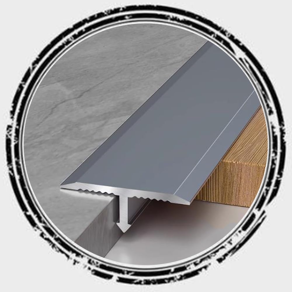 Luysmengeu Black T Molding Floor Transition Strip 35.4In Aluminum Floors Flat Divider Strip, Waterproof Metal Fluted Saddle For Joining Floor Gaps