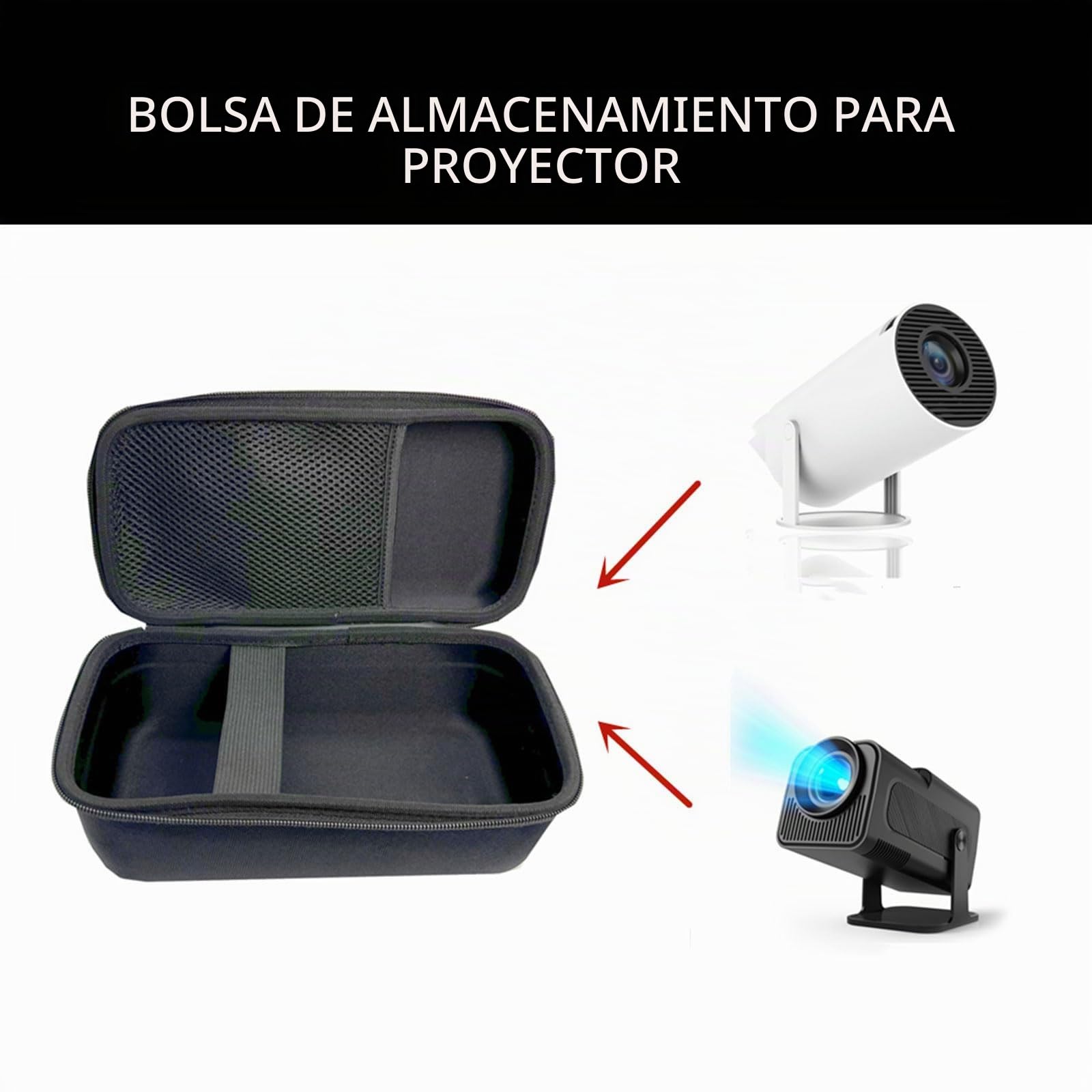 Estuche protector para proyector, caja de almacenamiento portátil con proyector interior de terciopelo suave