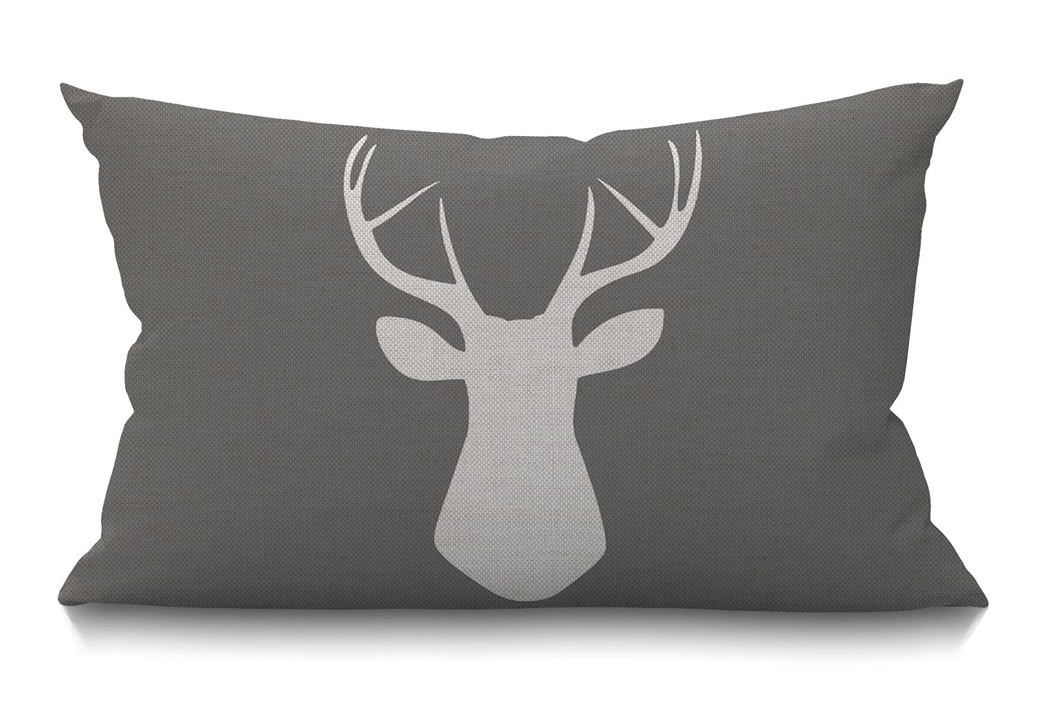 SmoofflyThrow Pillow Cover Woodland Deer Head Decorative Pillow Case Home Decor 20x12 Inches Pillowcase