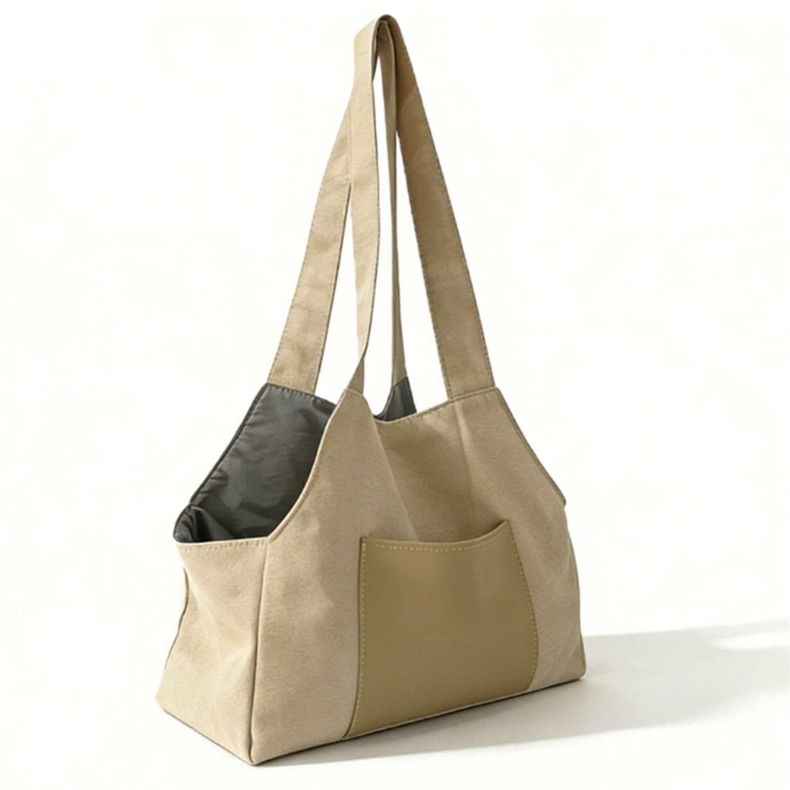 Generic Haustier-Tragetasche, Leicht, Faltbar, Handtasche aus Nylon für Hunde, Katzen, Reisen, Einkaufen, 6,8 Kg Fassungsvermögen für Haustiere (Beige)