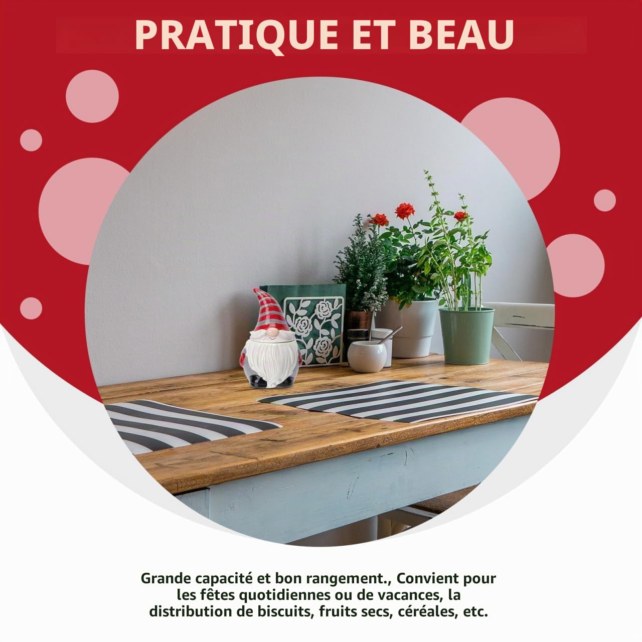 Angoily Pot À Biscuits De NoëL En CéRamique Avec Couvercle Gnome BoîTe À Bonbons Conteneur De Stockage Cadeaux De NoëL DéCoration Maison Pot De Stockage PèRe RéSistant À L'Humidité Pour Biscuits