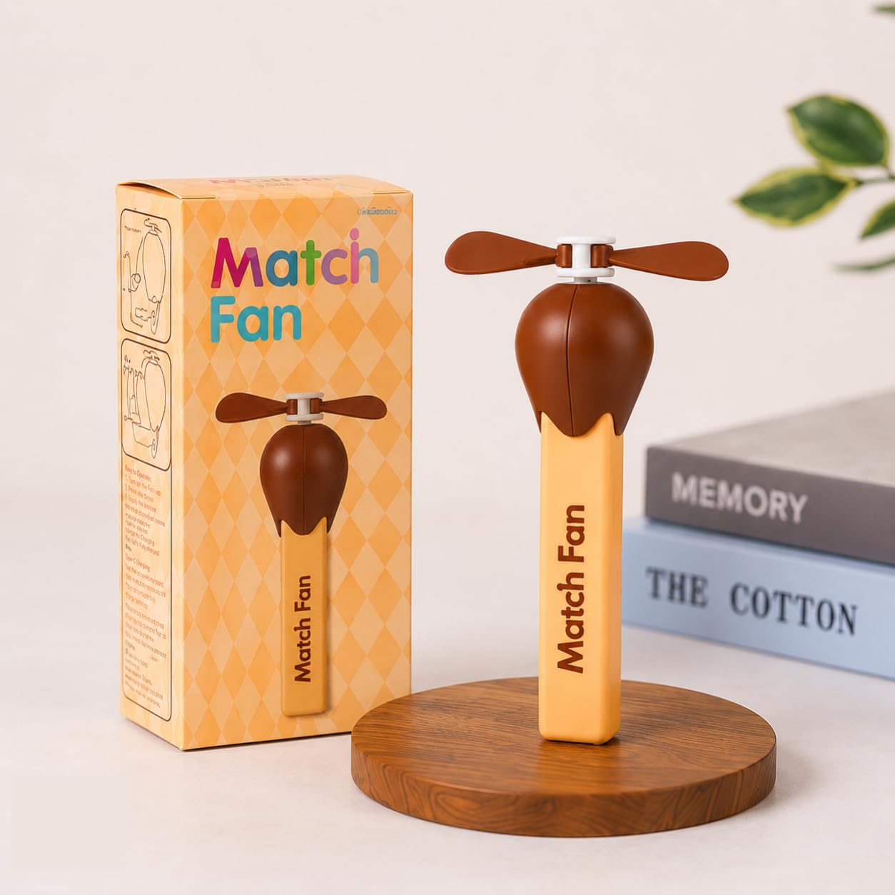 KIKINOVA USB Rechargeable Matchstick Mini Handheld Fan – Cute Portable Cooling Fan with Compact Pocket Design, Lightweight Personal Fan for Bedroom, Office, Travel & Outdoor Use (Brown)-image-27