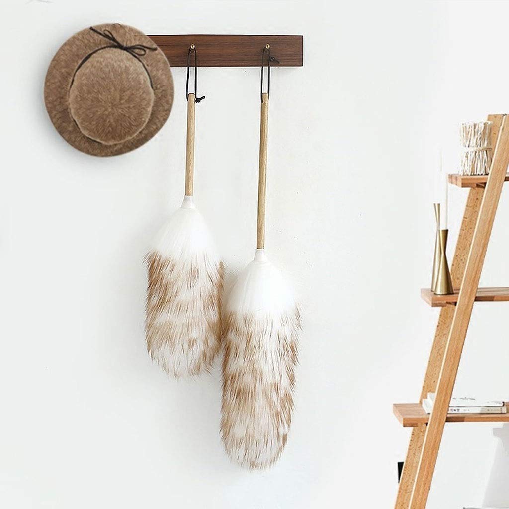 spolverini per la pulizia, Set Piumino Spolverino in lana d'agnello con manico in legno massiccio, flessibile, buona presa, antistatico, piumino for spolverini con manico for pulizia domestica e profe
