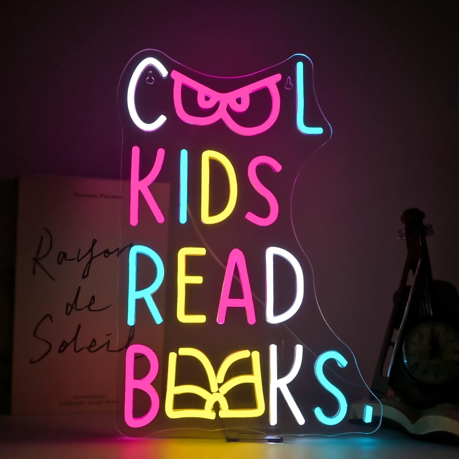 DREAMFORT Cool Kids Read Books Neon Sign, Inspirational Wall Decor Neon Signs for Kids, Gifts for Boys Girls Teens Reading Room Decor Neon Light Sign, 11.42x16.54in โ image 1