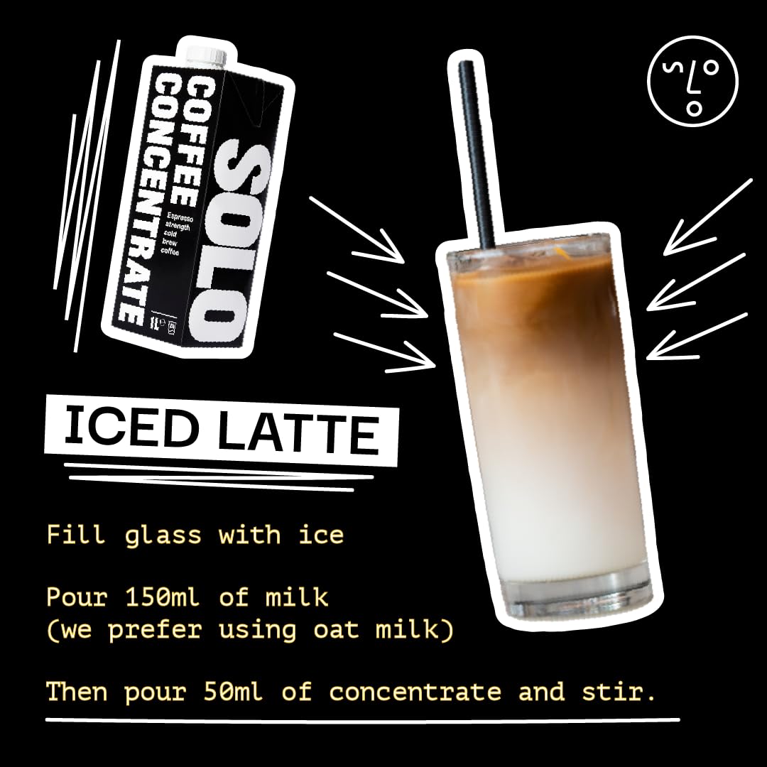 Solo Coffee - Cold Brew Kaffeekonzentrat, Espressostärke, Instantkaffee in Barista-Qualität, Eiskaffee und Espresso Martini-Mix, natürlich, 1 l, 20 doppelte Shots
