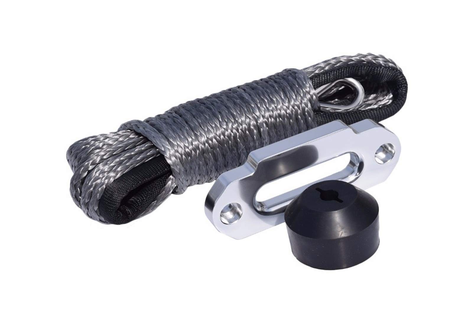 Lina Syntetyczna, Szary 6mm * 15m Lina Wciągarka Syntetyczna Dodaj ATV Winch FairLead i Hook Stop, Łódkowaty kabel, Off Road