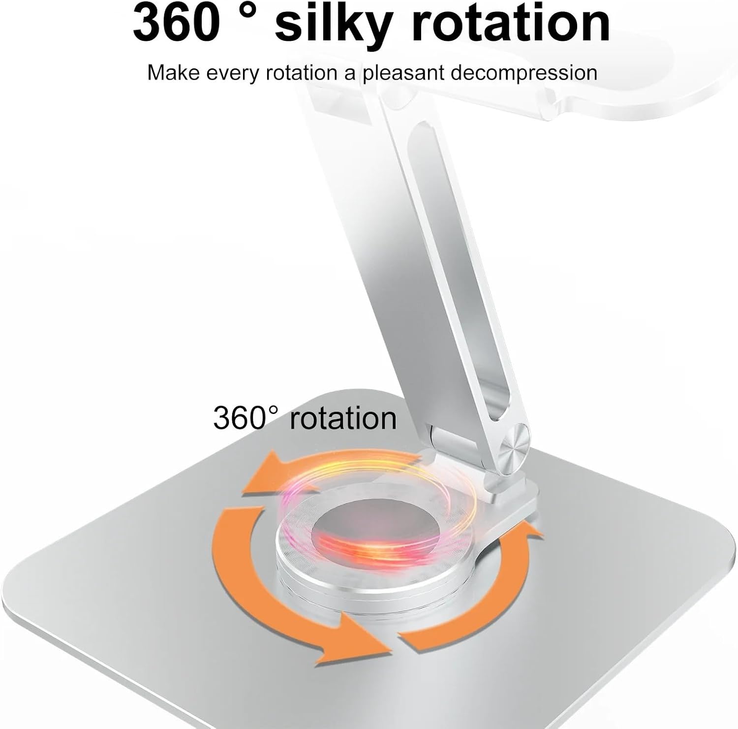 Aluminum Alloy Portable Laptop Stand with 360° Rotation, Foldable Adjustable Desktop Holder for Portable Monitors Within 3kg