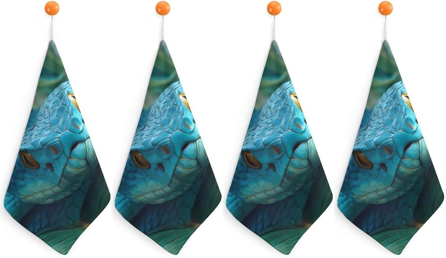 Snake Palm Leaf Microfiber Hand Towels for Bathroom Soft Absorbent Bath Kitchen Towel with Hanging Loop 4PCS