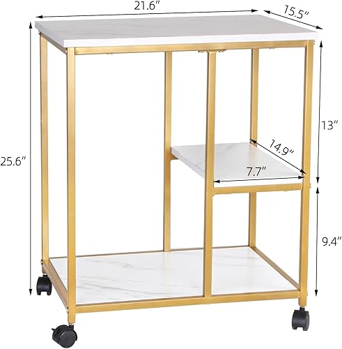 Miniatura 4 de soges Soporte de impresora de 3 niveles con ruedas, carrito de impresora de oficina con estantes de almacenamiento, carrito de almacenamiento de