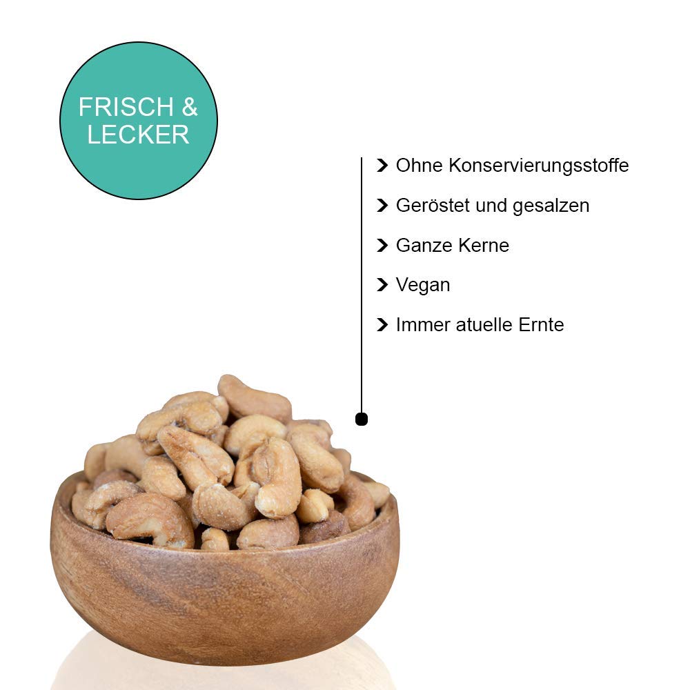 Cashewkerne geröstet und gesalzen ungeschwefelt Cashewnüsse ganze Kerne ungezuckert wiederverschließbare Verpackung 1kg - 5kg (5kg)