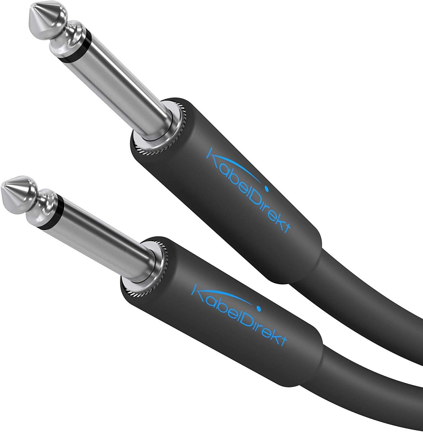 KabelDirekt – 6.3mm, 1/4inch Headphone Jack Lead Cable, Instrument Cable, Guitar Lead – 10ft (Mono Audio Cable with Jack Plugs for Electric/bass Guitars, Keyboards/Synthesizers, Connects amps, Black)