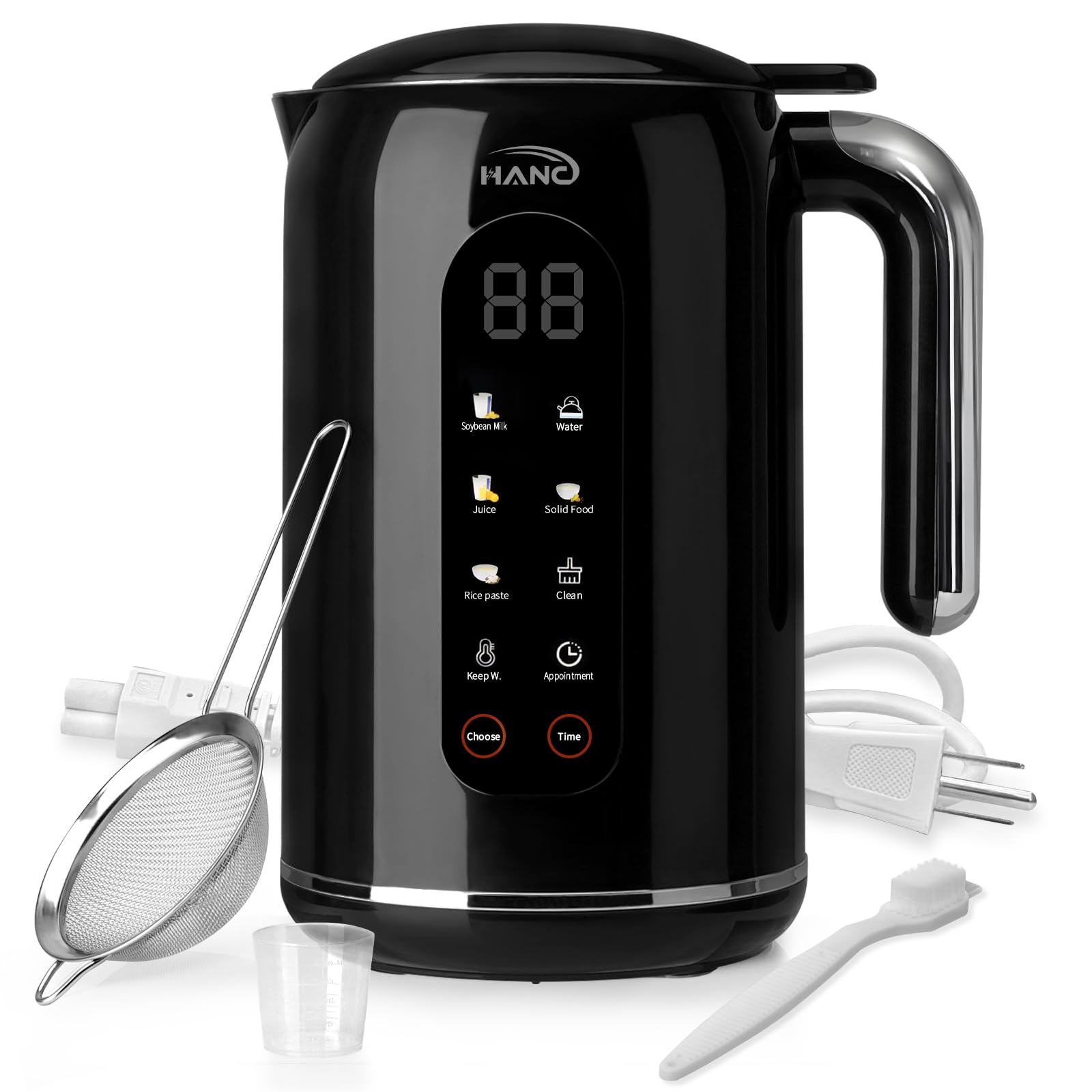 Nut Milk Maker Machine, 42oz, 8 in 1 Silent Automatic Nut Milk Machine, Homemade Soy Milk, Oat, Puree, Almond Milk Maker with Delay Start/Keep Warm/Boil Water/Self-Cleaning, Black