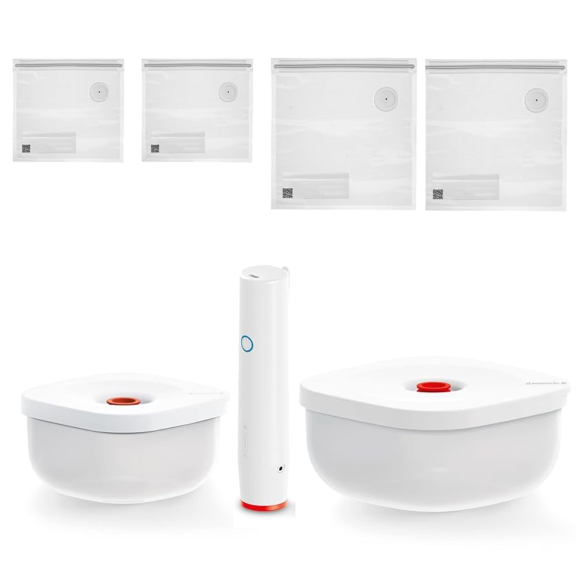 Immagine del prodotto Guzzini - SAVE IT Set Sottovuoto: Contenitori 450/975cc, Pompa, Sacchetti 2 Piccoli/2 Grandi, Confezione Regalo - Bianco, 20 x 20 x h10 cm - 11850911