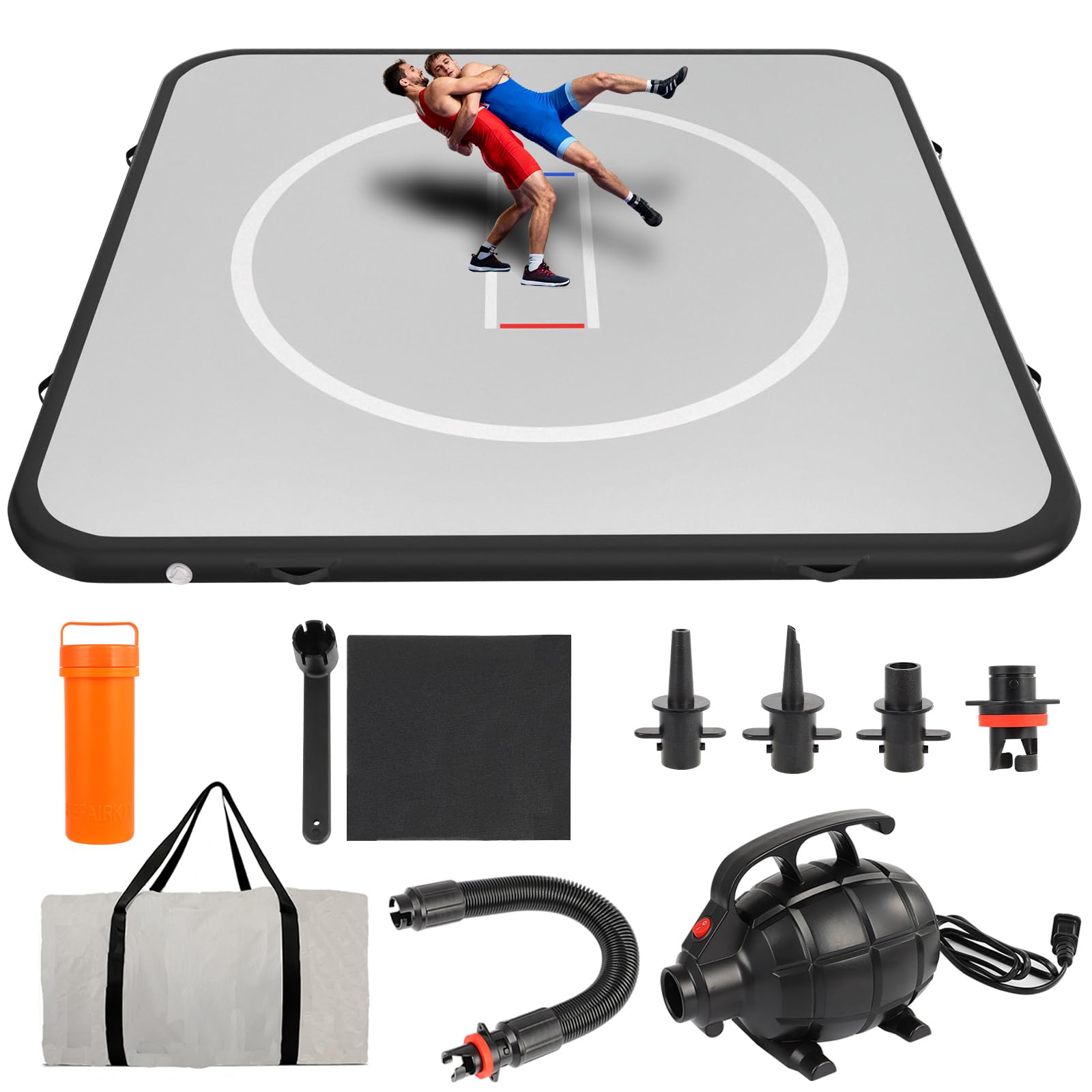 FAHKNS Inflatable Wrestling Mat for Home,10x10FT 4" Thick Jiu Jitsu Mats,Waterproof PVC Mat for Yoga,Gymnastics,BJJ, MMA,Grappling,Judo,Boxing,Martial