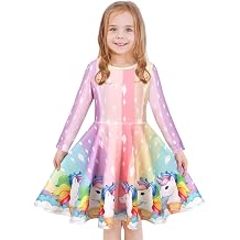 LaBeca Girls Dress Sleeveless Long Sleeve Kids Toddler Little Big Girl Unicorn Mermaid Casual Dresses