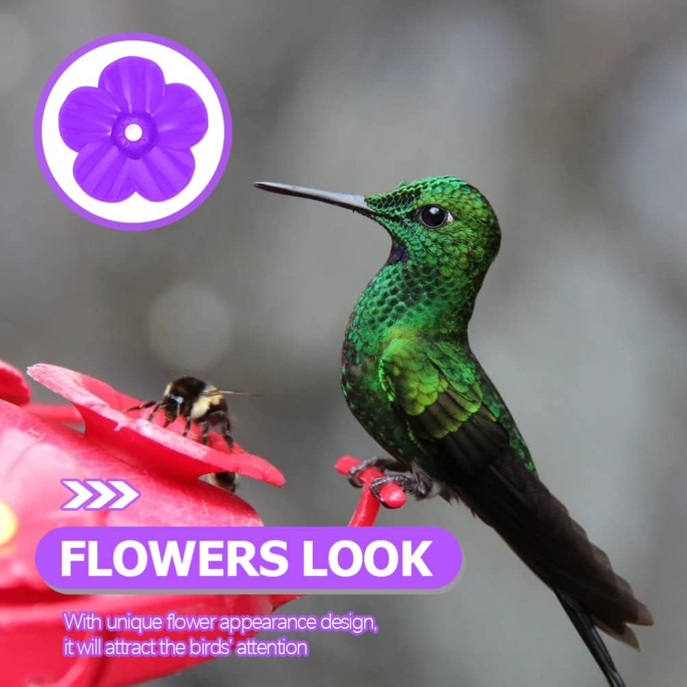 Yardwe 18pcs Flower-Shaped Plastic Hummingbird Feeders Decorative Bird Feeder Supplies for Hummingbirds and Birds Easy to Install for Outdoor Gardens and Patios image 4