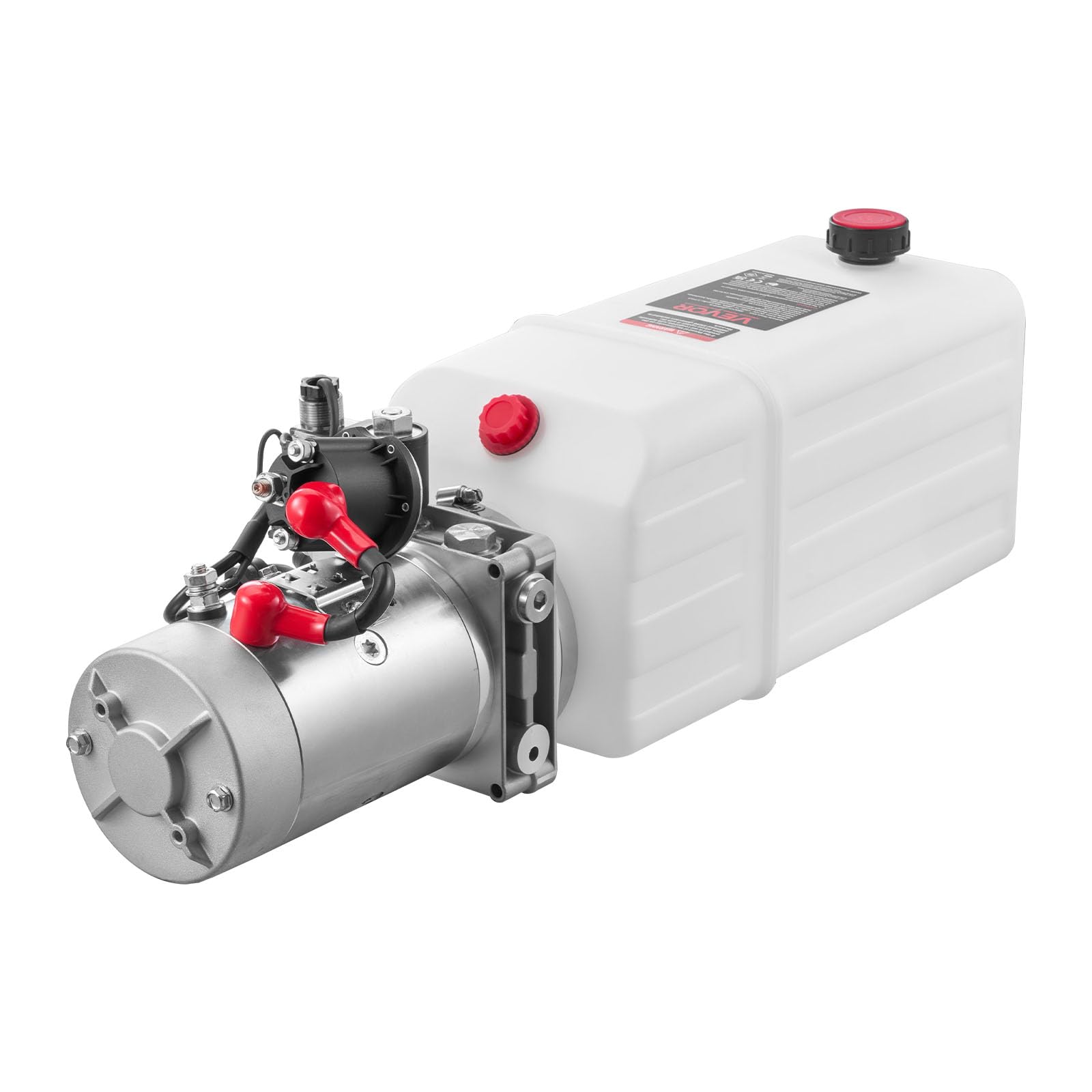 VEVOR 6 Qt Hydraulikaggregat doppeltwirkende Kippanhängerpumpe, maximaler Öffnungsdruck 22 MPa und Fördermenge 3,4 L/min, 12 V DC Hydraulikpumpe mit Metallbehälter für Kippanhänger Weiß