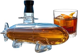 Decorative Liquor Decanter - Submarine Shaped Whiskey Bottle, Glass Carafe | 3D Sculpted Alcohol Container, Leakproof Beverage Server for Housewarming Bar Party Camping Travel Wedding Celebration