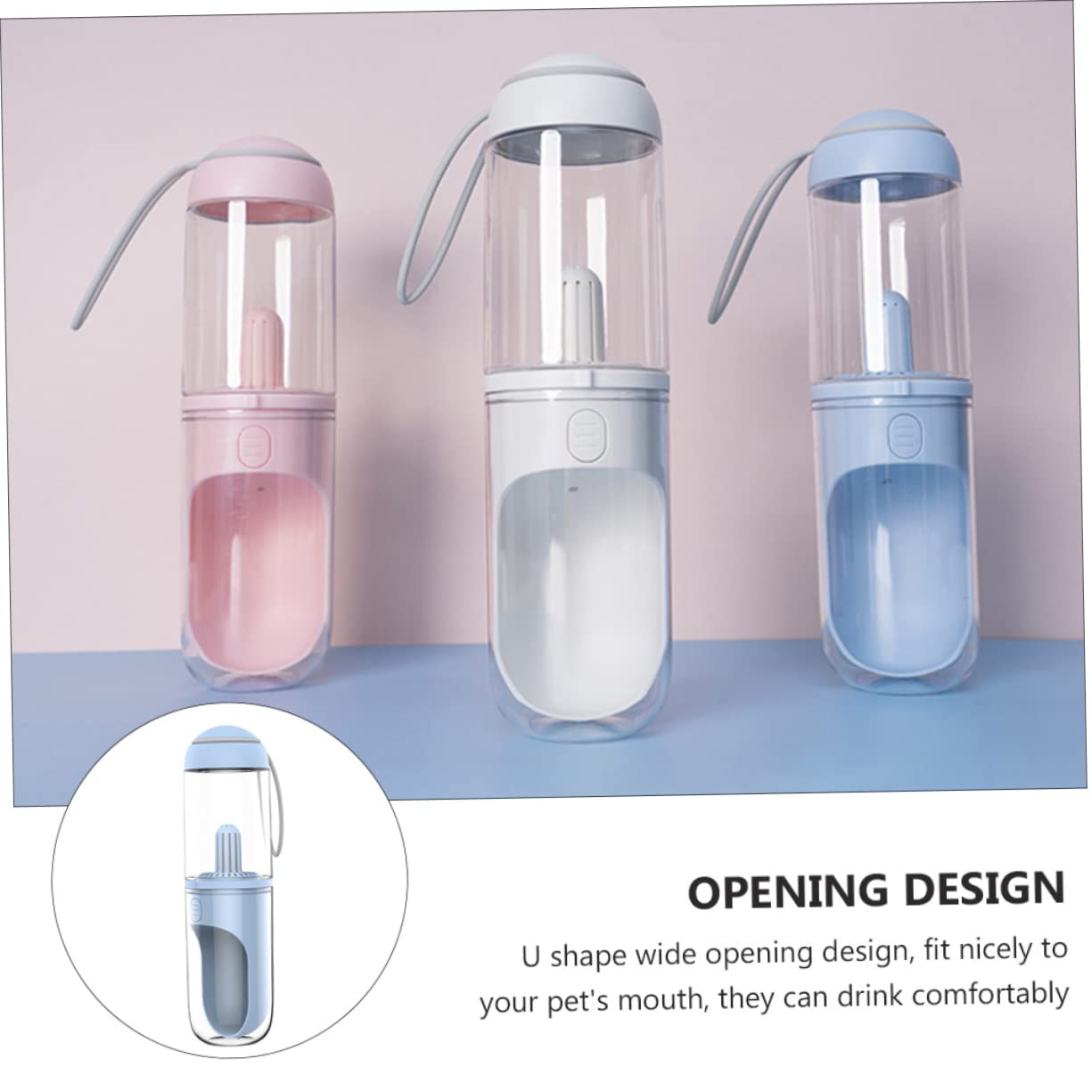 Happyyami Borraccia Portatile per Cani e Gatti 330ml, Design a U, di Perdite, Uso Sola Mano, per Uscire