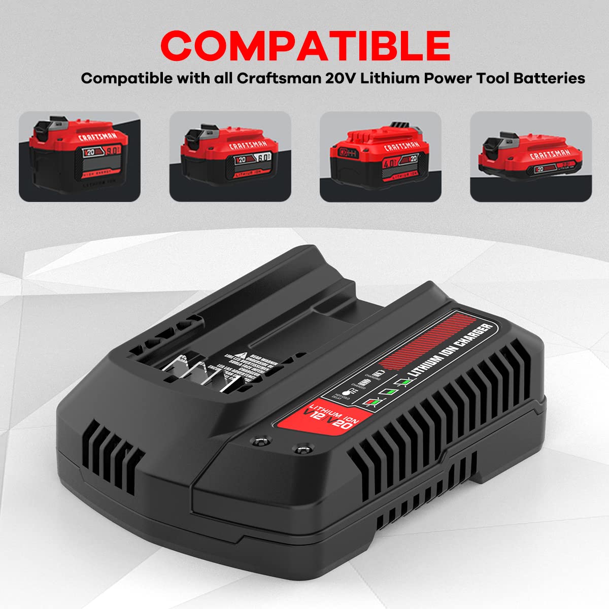 ANTRobut CMCB104 Chargeur de Rechange Craftsman 20 V pour Batterie CMCB201 CMCB202 CMCB204 CMCB205 CMCB209 V20
