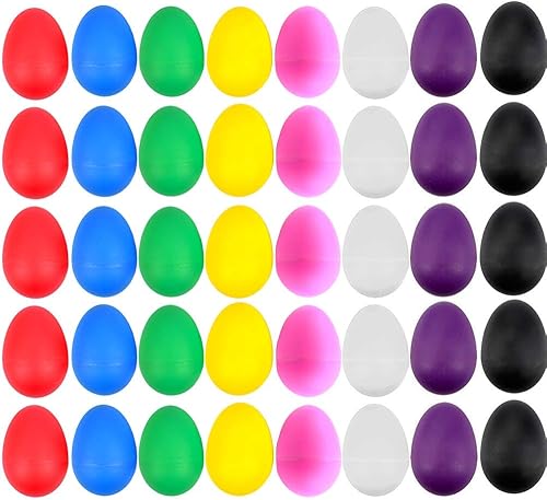 EVNEED Huevos de plástico de percusión musical, 40 unidades, huevos de Pascua para aprendizaje de música, pintura DIY