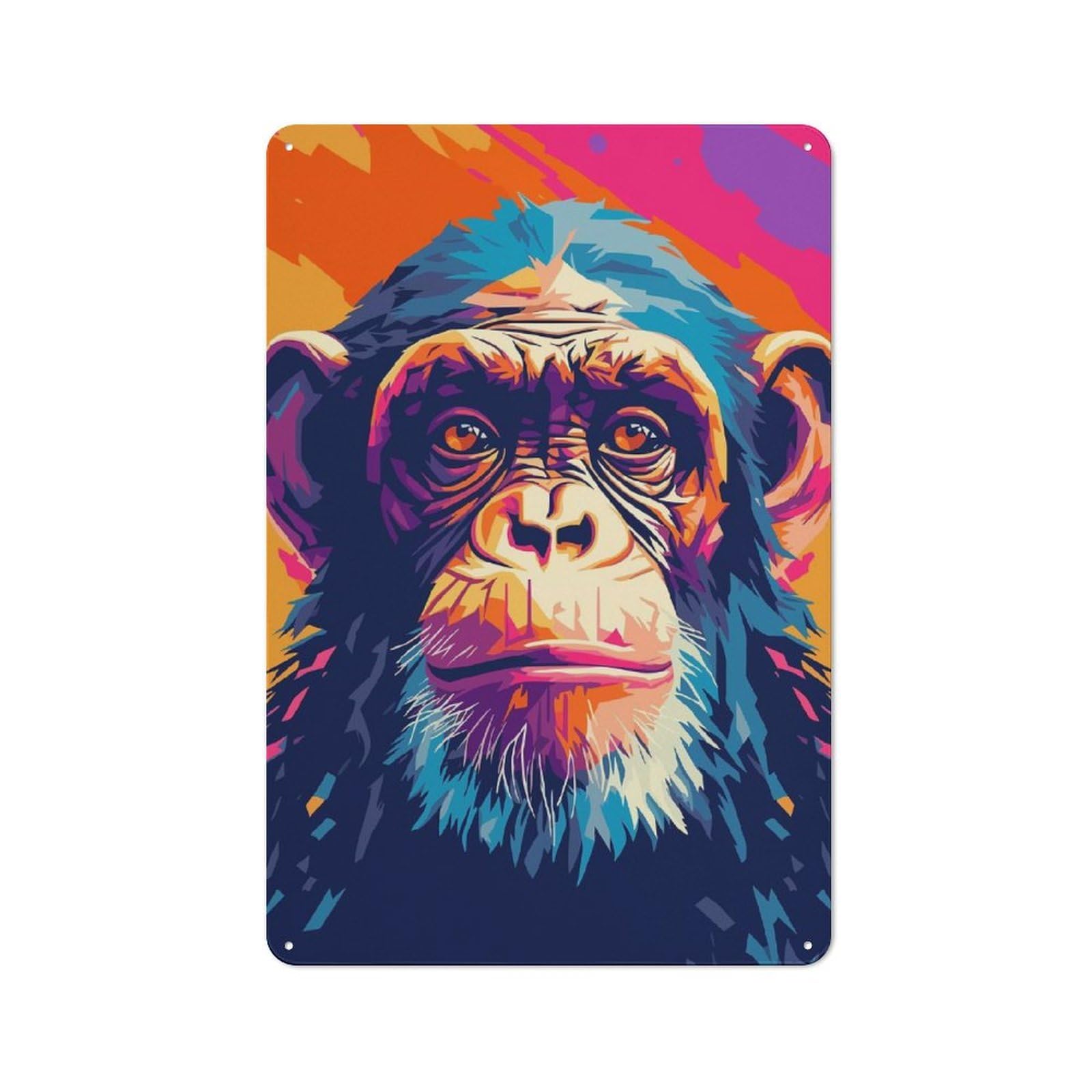 Monkey Animal Pop Art Vintage Printed Metal Sign 30x20cm for Café Or Home Bar, New Home Wall Decor for Hospitality Decor Collectors