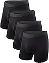 BAMBOO COOL Men's Underwear Boxer Briefs Fly with Built-in 3D Pouch Comfortable Cool Underwear for Men 4 Pack